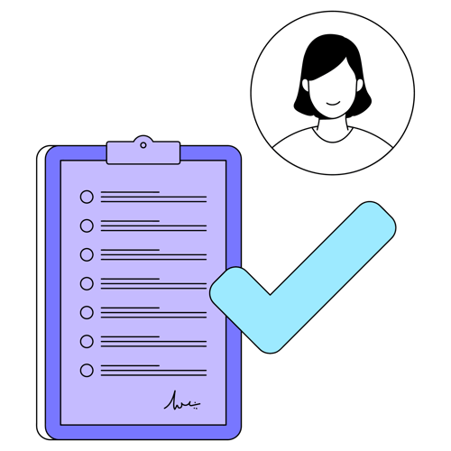 accounts _ checklist, list, clipboard, confirm, checkmark, complete, details, woman@2x